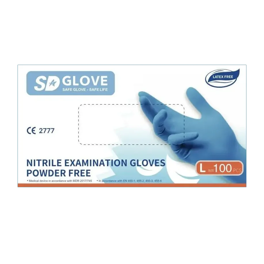 SD Γάντια Νιτριλίου Χωρίς Πούδρα Μπλε